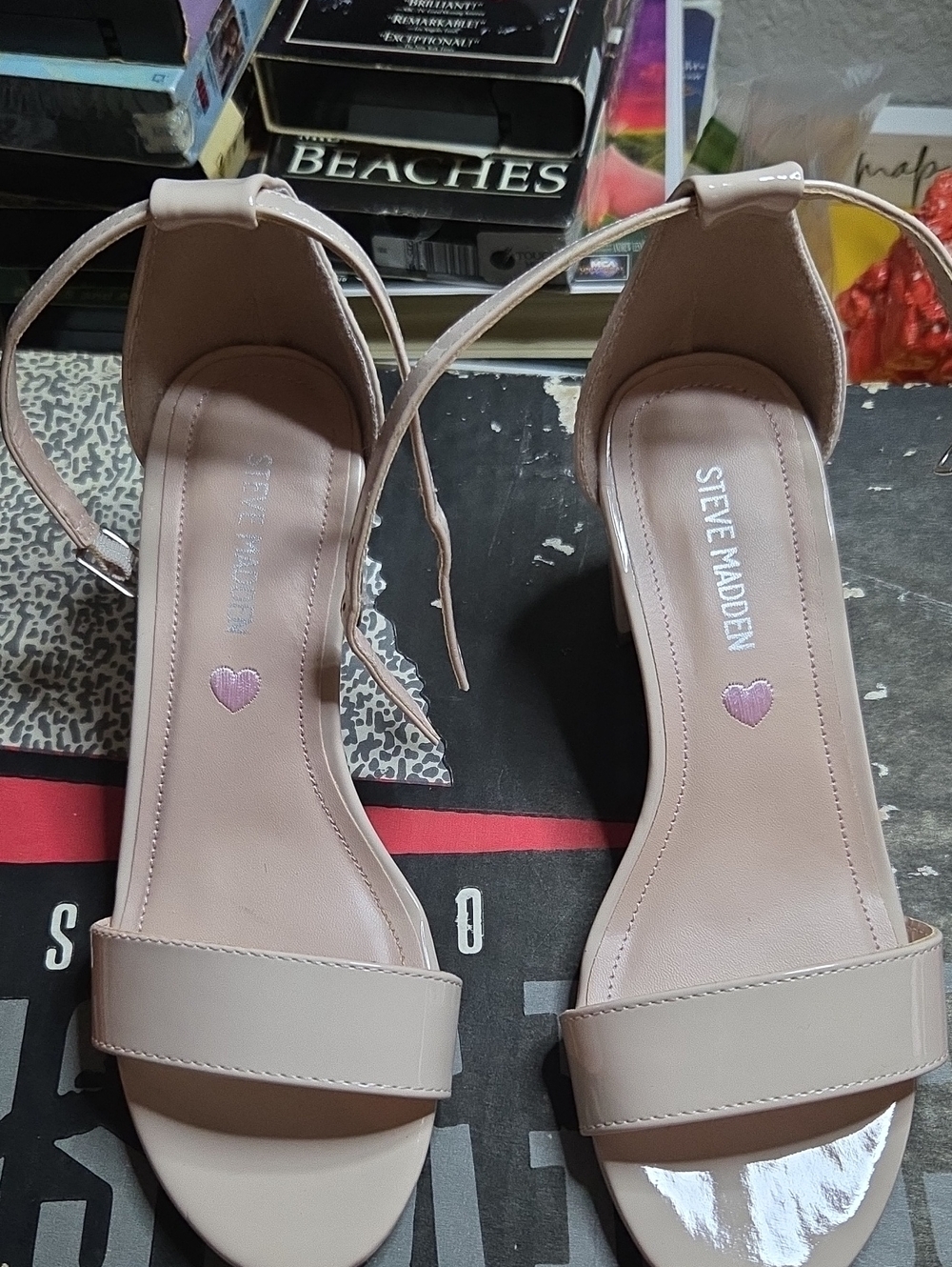 Steve Madden Blush Nude Ankle-Strap Block Heels